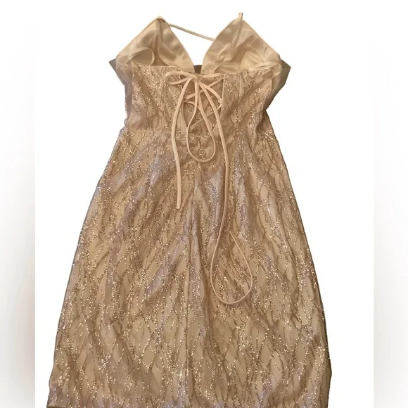 Dancing Queen Rose Gold Sequin Lace-Up Back Mini Dress | Size L | NWT - Picture 3 of 12